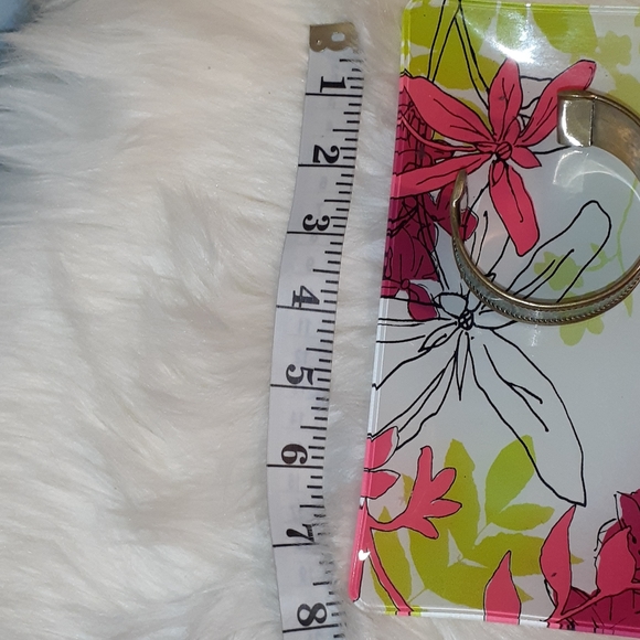 Classic Nordstrom’s Flower Pink Green Glass Tray - Picture 5 of 6